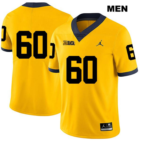 Men's NCAA Michigan Wolverines Luke Fisher #60 No Name Yellow Jordan Brand Authentic Stitched Legend Football College Jersey OI25T47TG